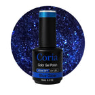 Ojă semipermanentă Coria Blue Glow 20 – albastru cu sclipici, flacon 15 ml