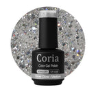 Ojă semipermanentă Coria Silver Glow 171 – argintiu cu paiete, flacon 15 ml