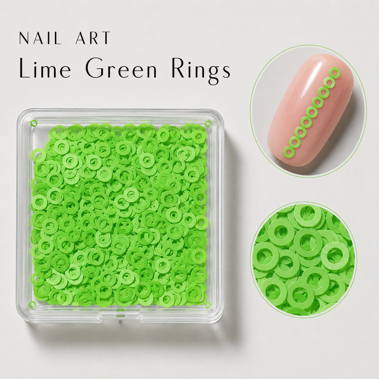 Image of Nail Art Lime Green Rings