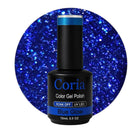 Ojă semipermanentă Coria Blue Glow 145 – albastru cu sclipici, flacon 15 ml