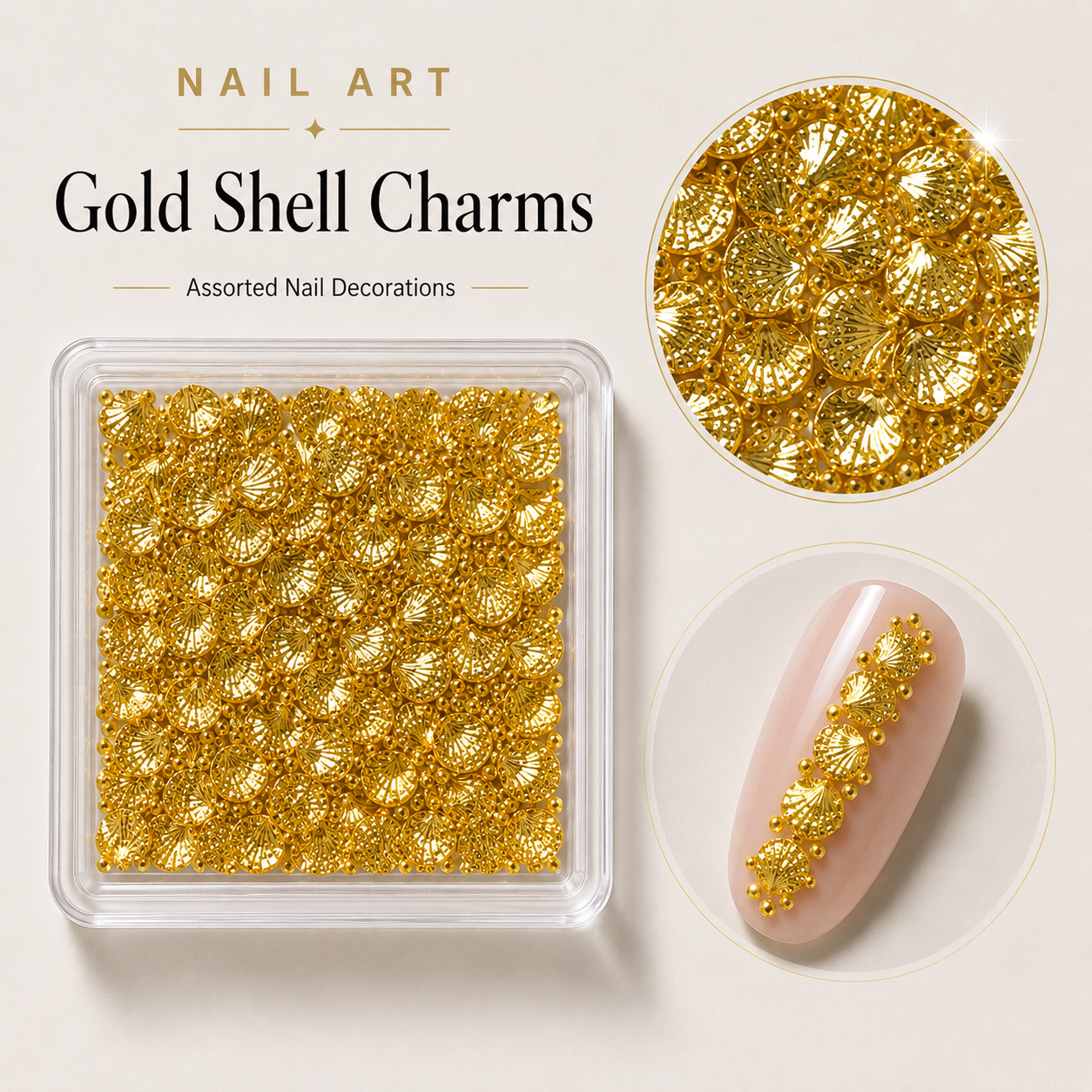 Image of Nail Art Gold Shell Charms