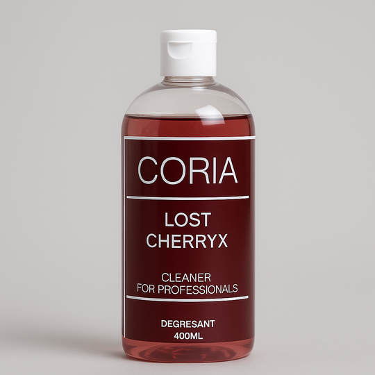 Cleaner Coria Lost Cherryx 400 ml – flacon transparent cu etichetă vișinie