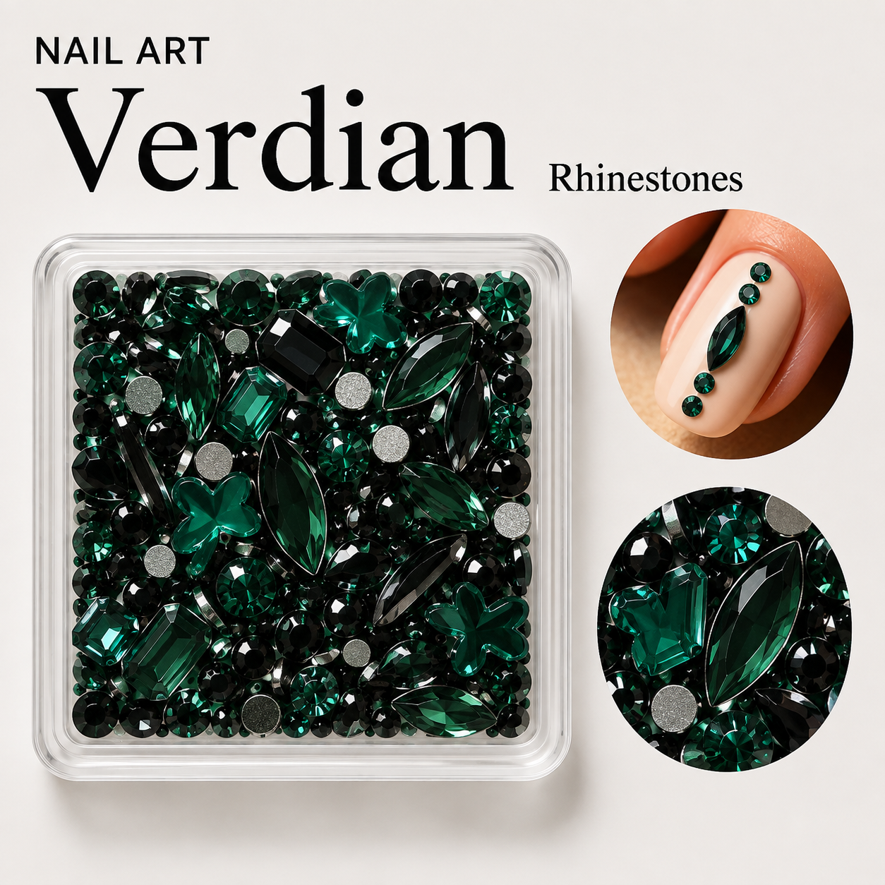 Image of Nail Art Verdian Rhinestone