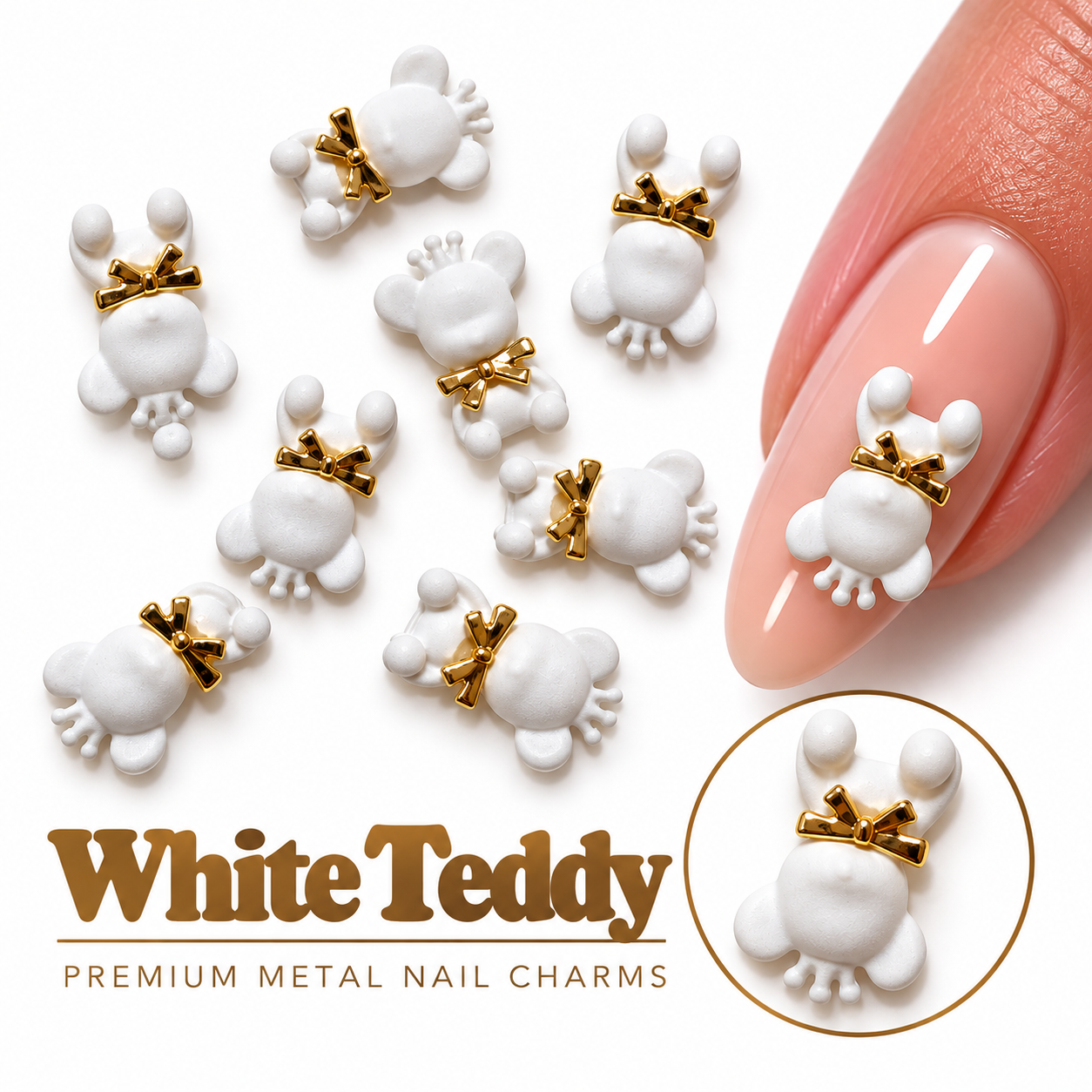 Image of Nail Art Charm White Teddy