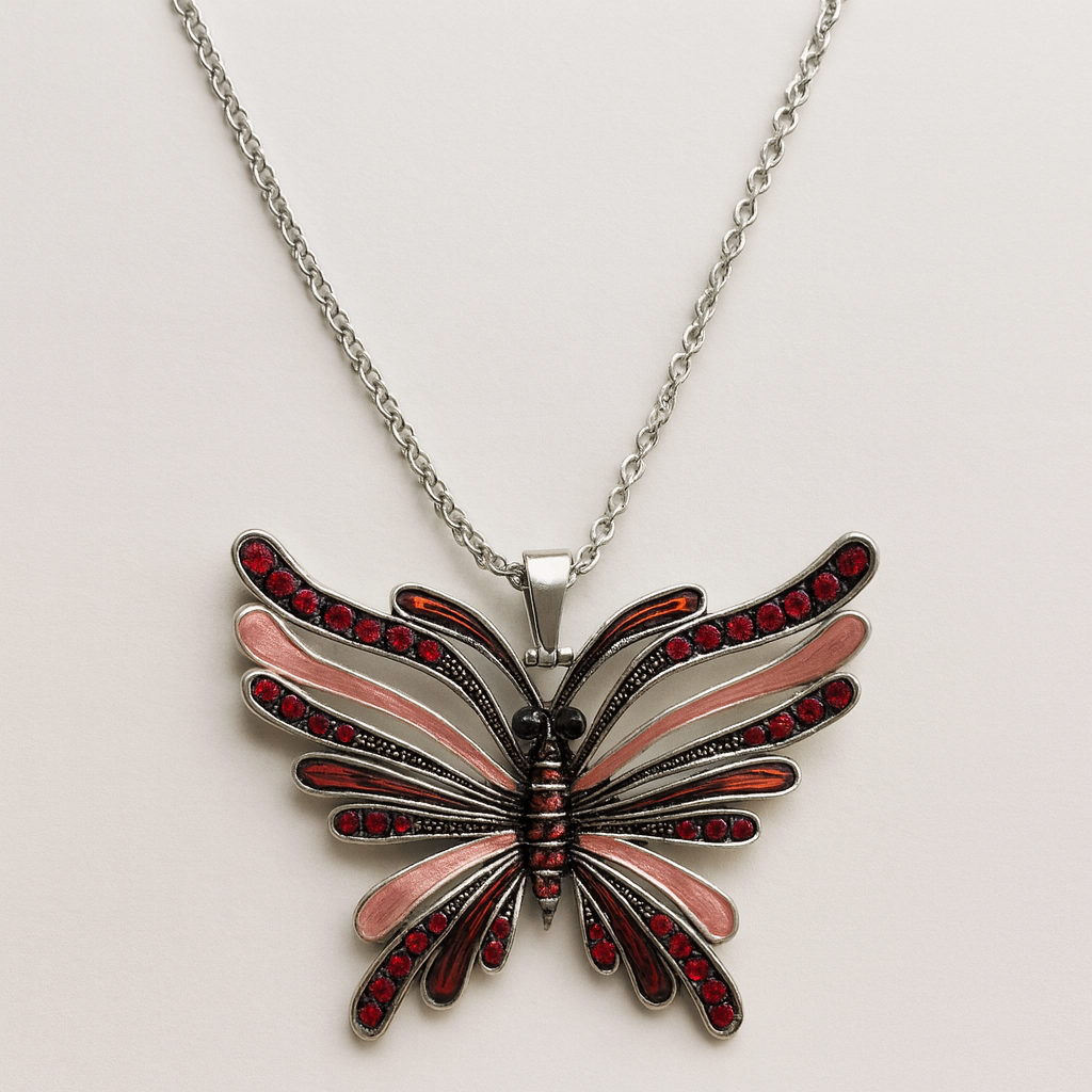 Colier Pandantiv Fluture Red