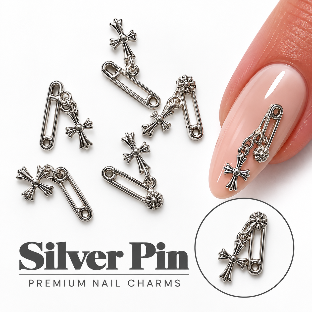 Image of Nail Art Charm Silver Pin