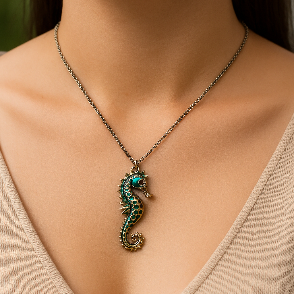 Image of Colier Searhorse Emerald
