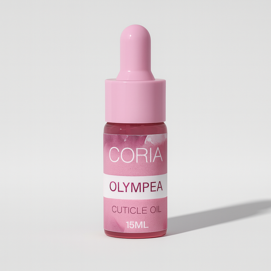 Ulei pentru cuticule Coria Olympea 15 ml – flacon cu pipetă, etichetă roz