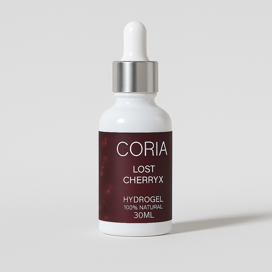 Hydrogel pentru cuticule Coria Lost Cherryx 30 ml – flacon cu pipetă, etichetă vișinie