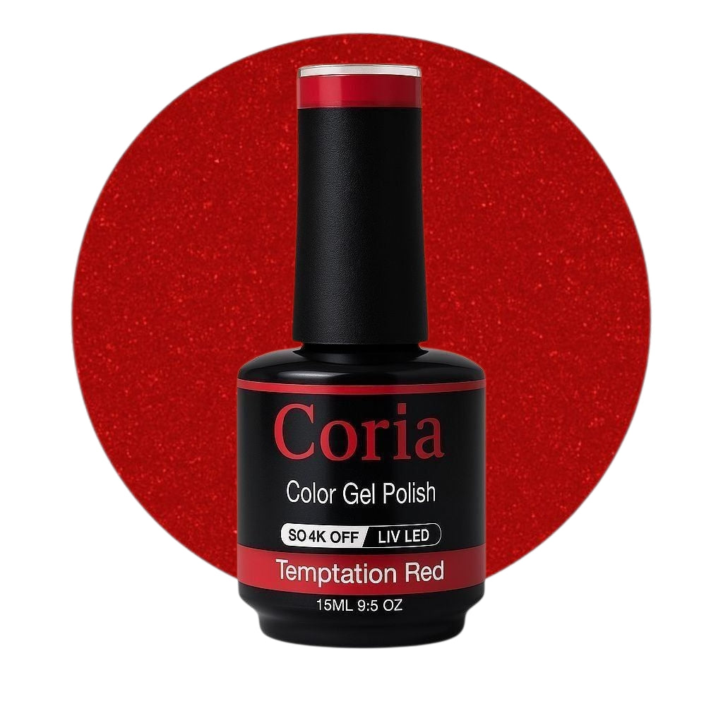 Oja semipermanenta Temptation Red 02(glitter extrem de fin)