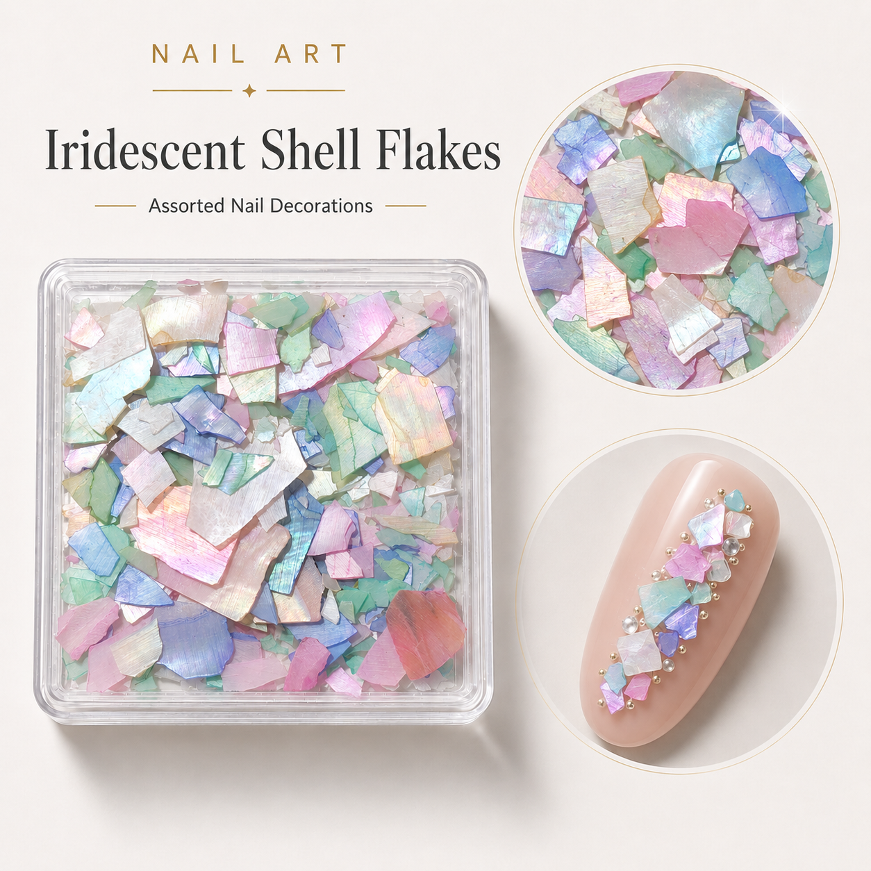 Image of Nail Art Iridiscent Shell Flakes