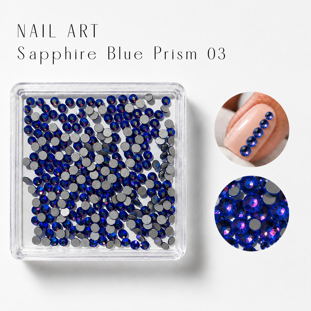 Image of Nail Art Sapphire Blue Prism 03