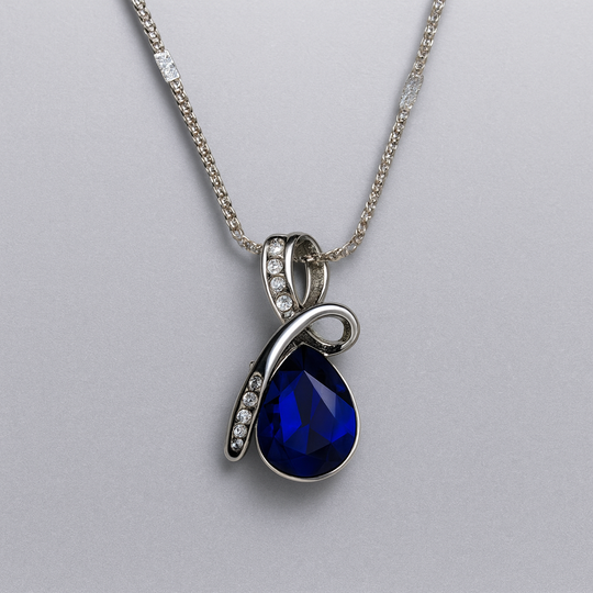 Colier Infinity Blue Drop, lacrimă albastră cu cristale