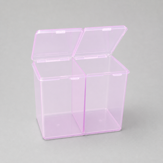 Cutie organizatoare dublă 12 x 7 cm PIXYA, roz transparent