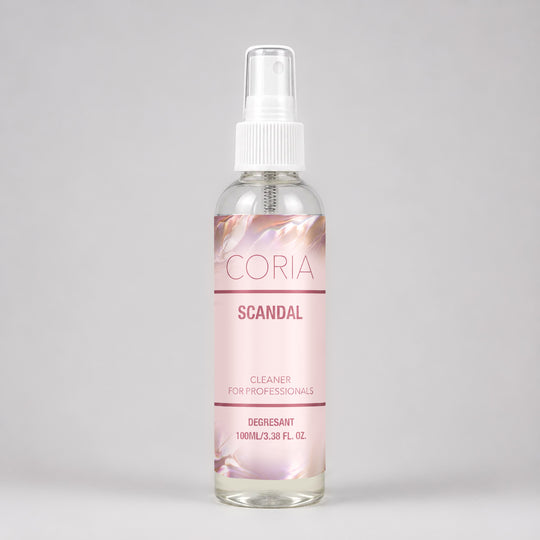 Cleaner Coria Scandal 100 ml, flacon cu degresant parfumat pentru unghii