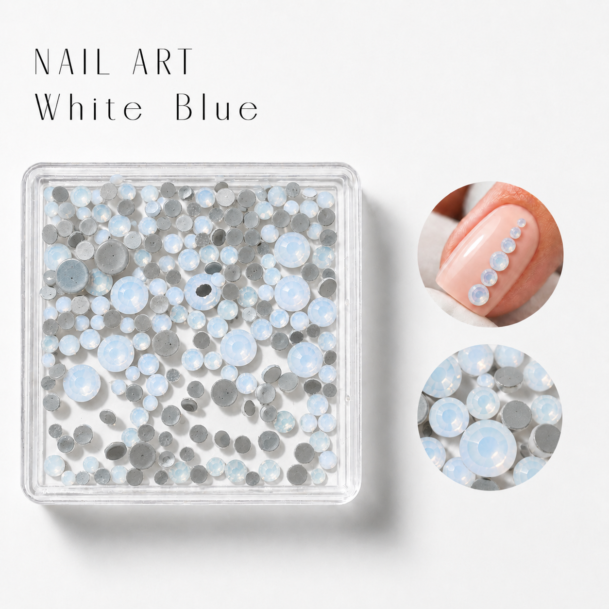 Image of Nail Art White Blue