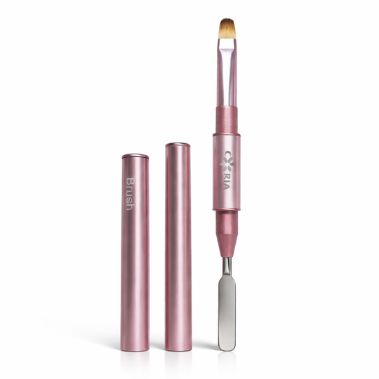 Pensula Precision dublă cu spatulă și oval nr. 6 PONYA, mâner roz metalizat