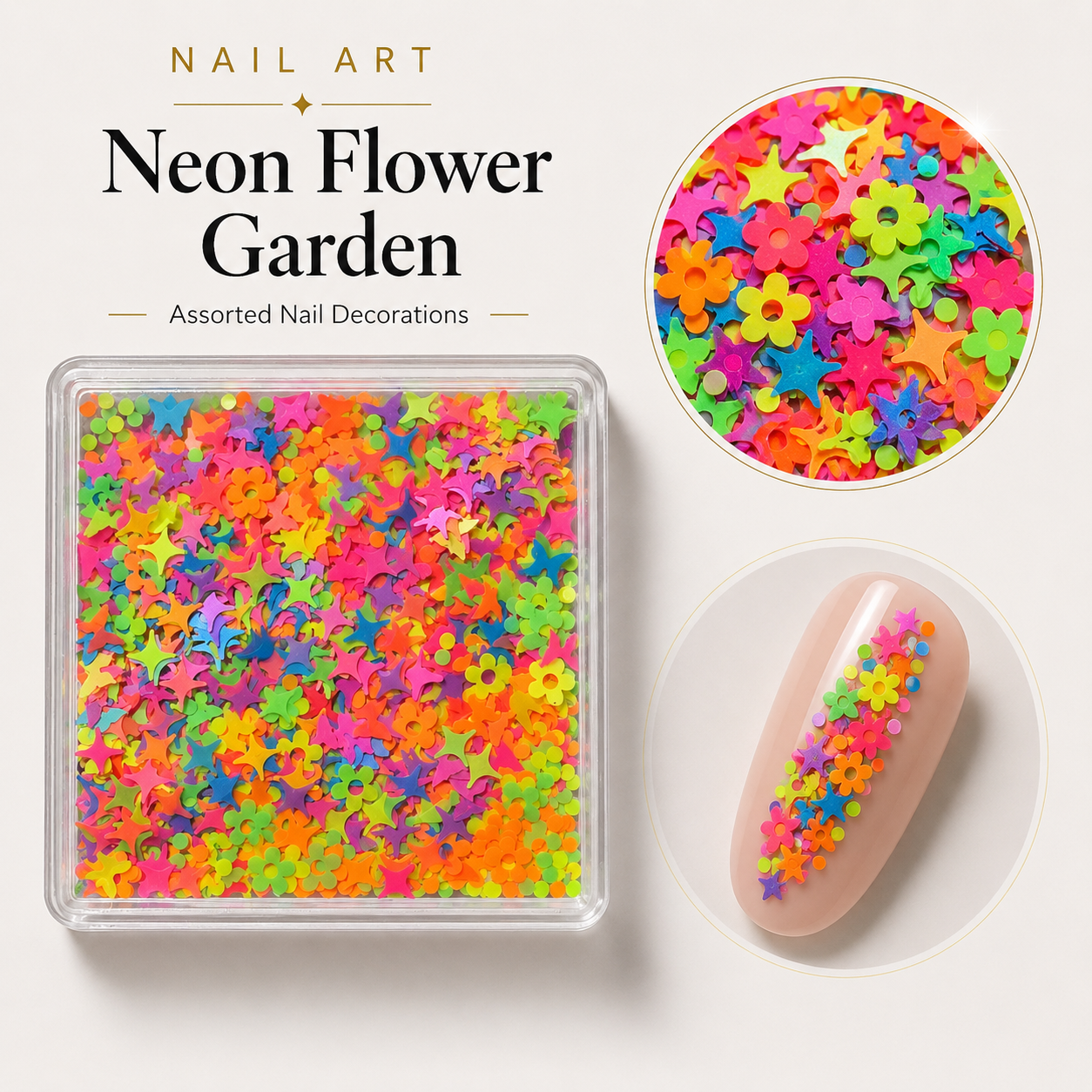 Image of Nail Art Neon Flower Garden