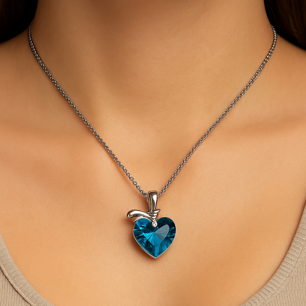 Colier Heart Blue Light