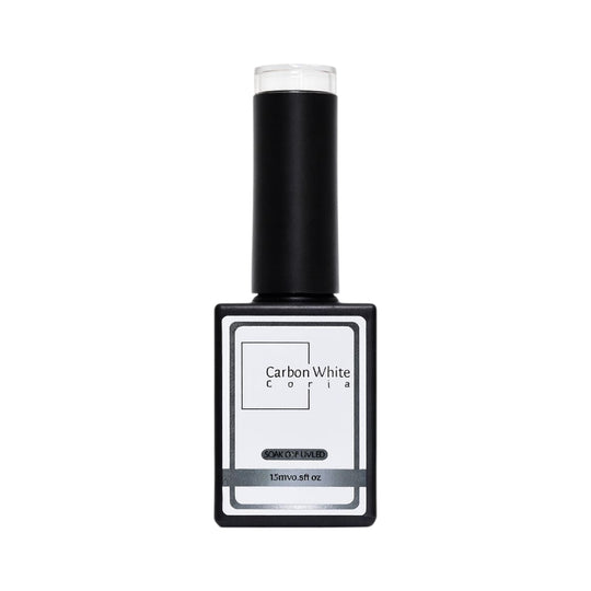 Ojă semipermanentă Carbon White Coria 15 ml – flacon negru cu etichetă albă