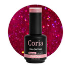 Ojă semipermanentă Coria Pink Glow 104 – magenta cu paiete, flacon 15 ml