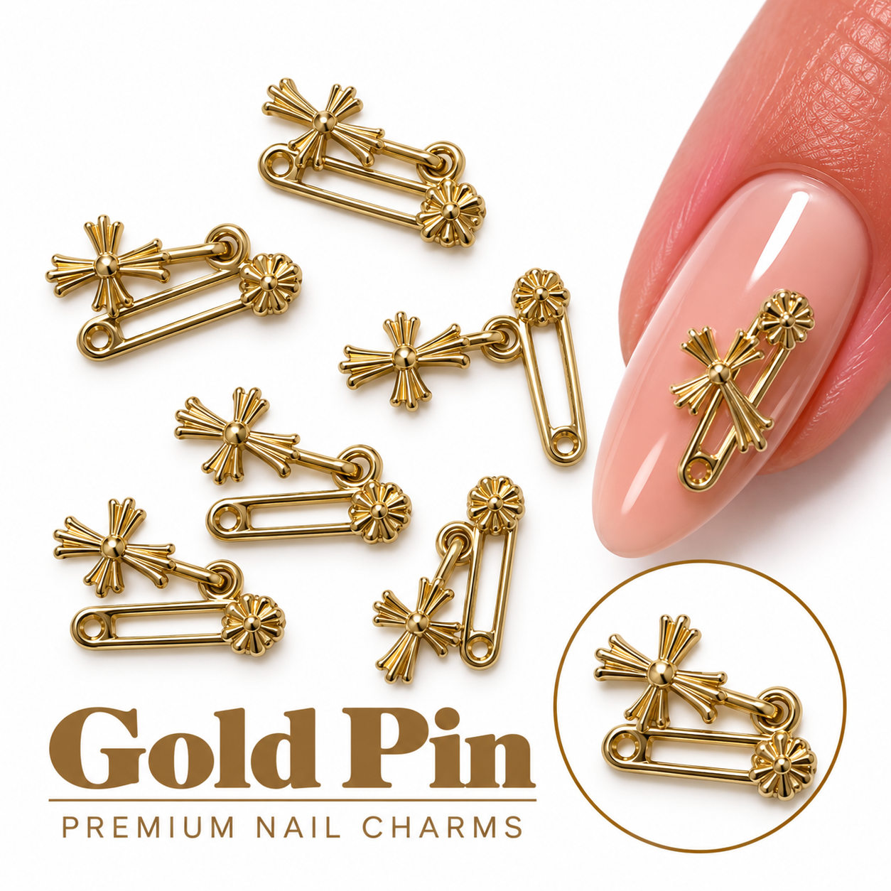 Image of Nail Art Charm Gold Pin