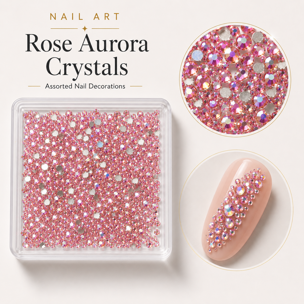 Image of Nail Art Rose Aurora Crystals