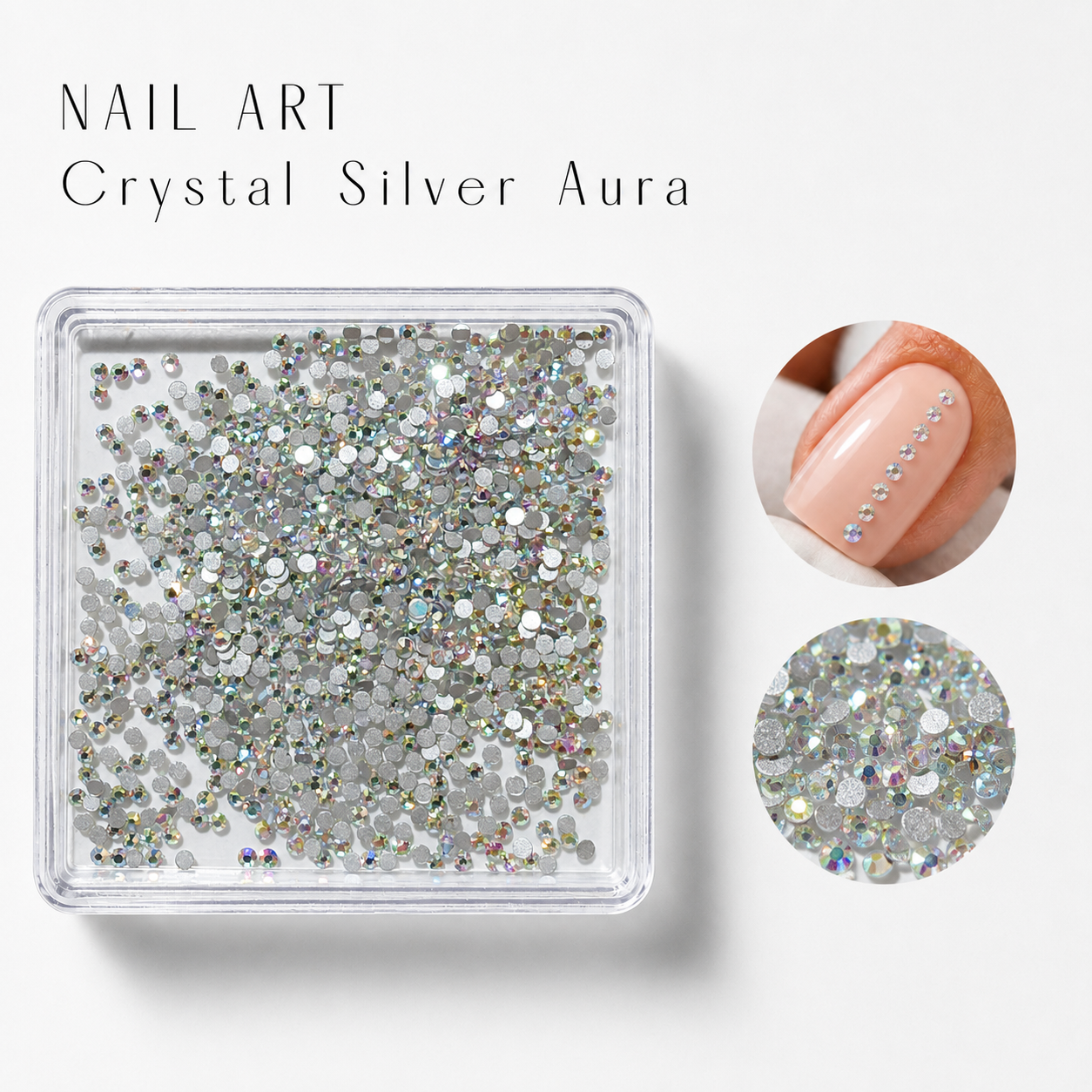 Image of Nail Art Crystal Silver Aura