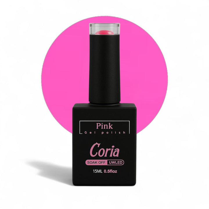 Ojă semipermanentă Coria Pink 07, flacon 15 ml pe fundal roz