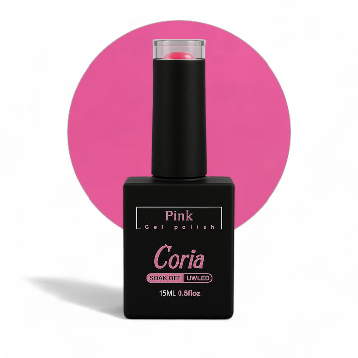 Ojă semipermanentă Coria Pink 10 15 ml – flacon negru pe cerc roz