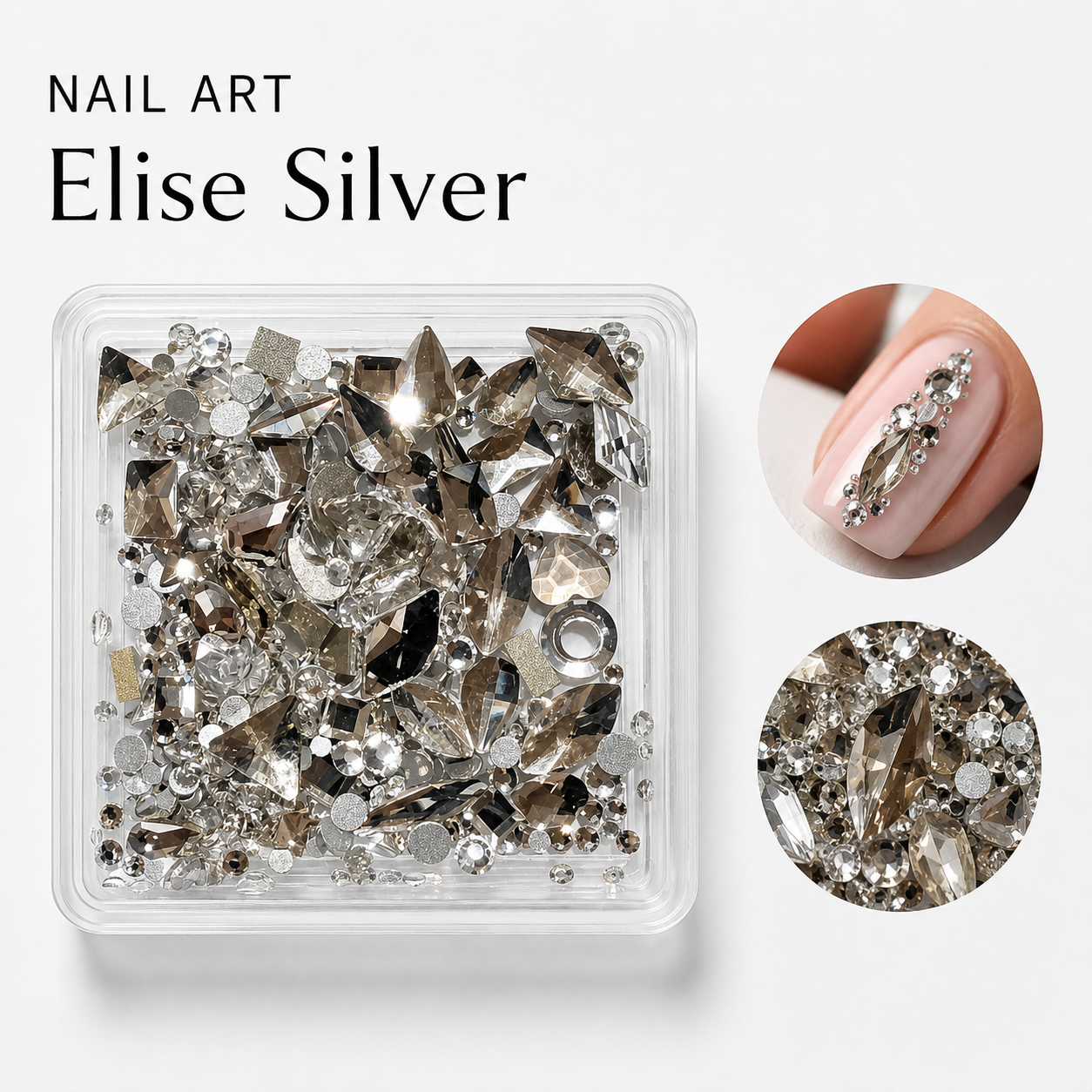 Image of Nail Art Elise Silver Rhinestone