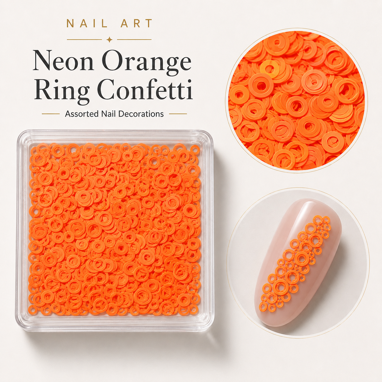 Image of Nail Art Neon Orange Ring Confetti
