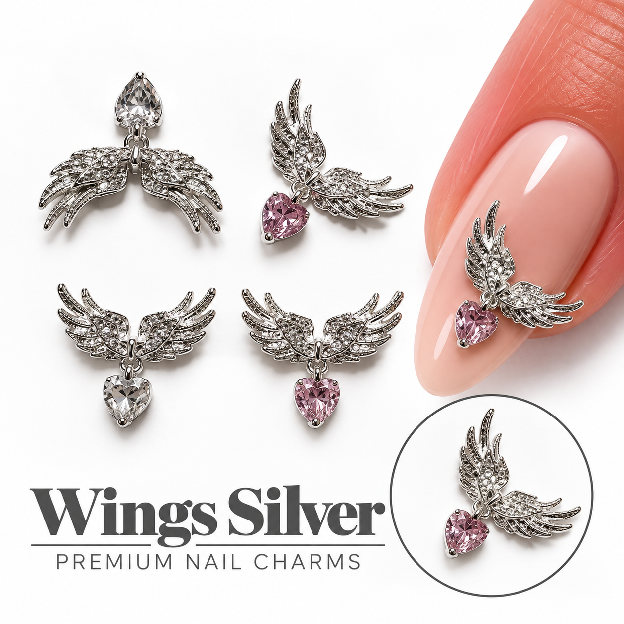 Image of Nail Art Charm Wings Silver