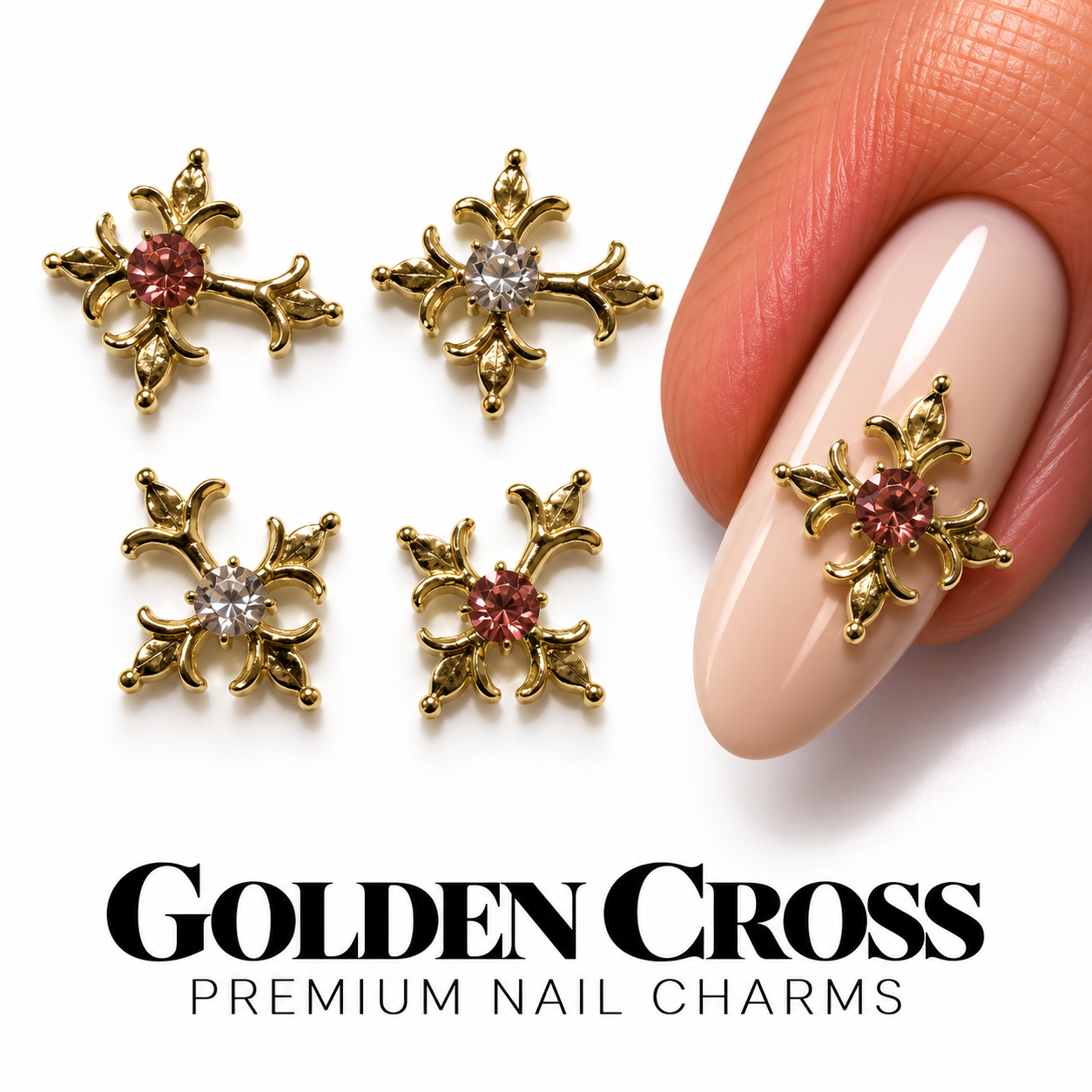 Image of Nail Art Golden Cross