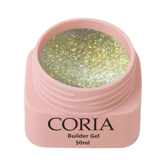 Builder Gel autonivelant Regal Brilliance 02 – borcan Coria roz cu gel auriu