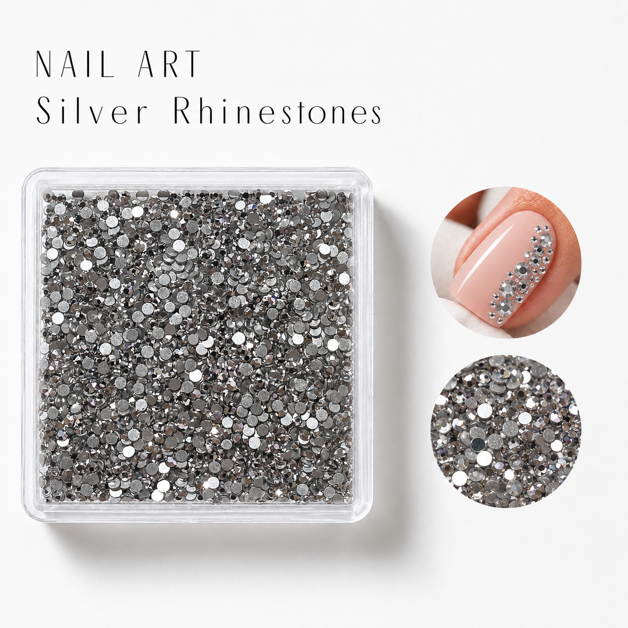 Image of Nail Art Silver Rhinestone
