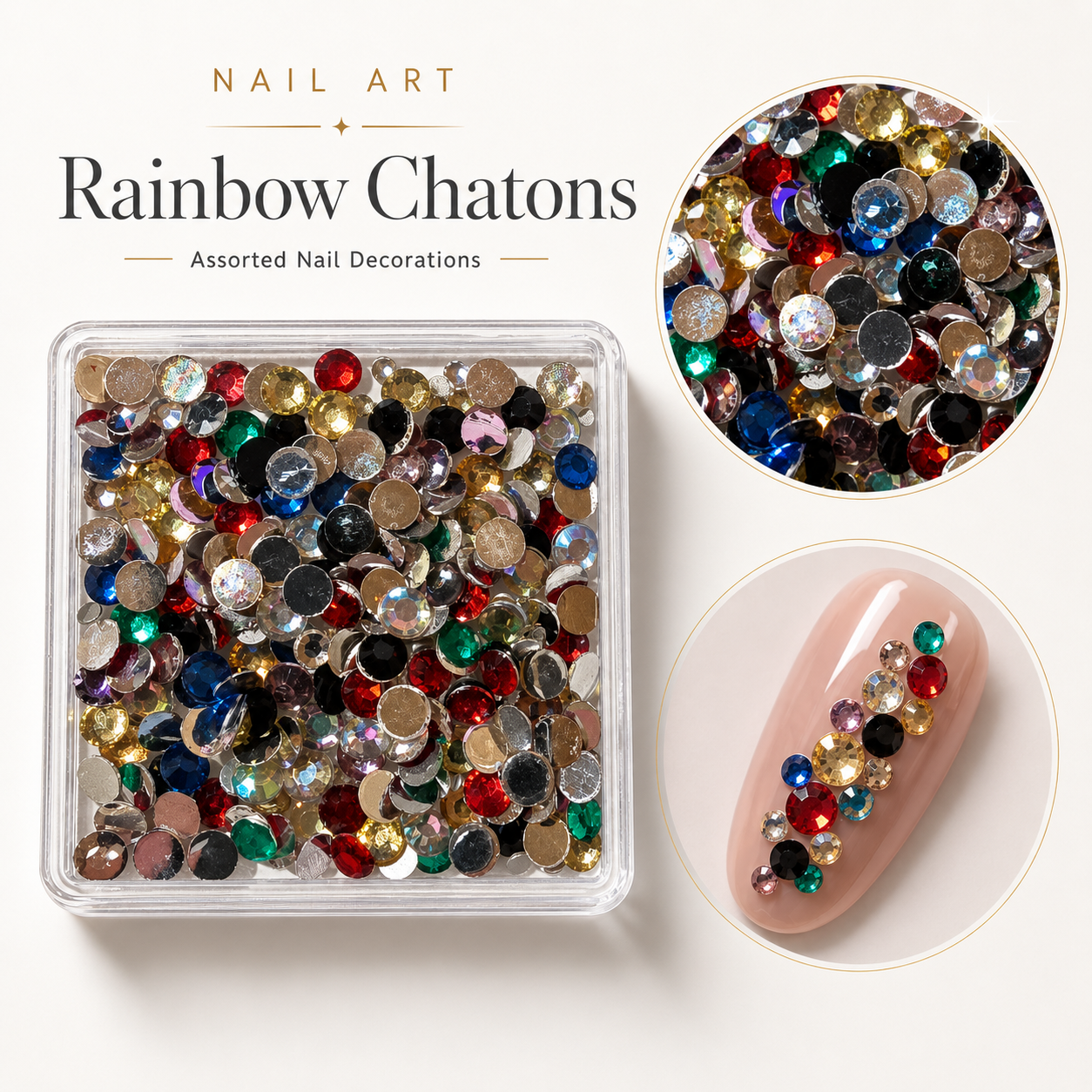 Image of Nail Art Rainbow Chatons
