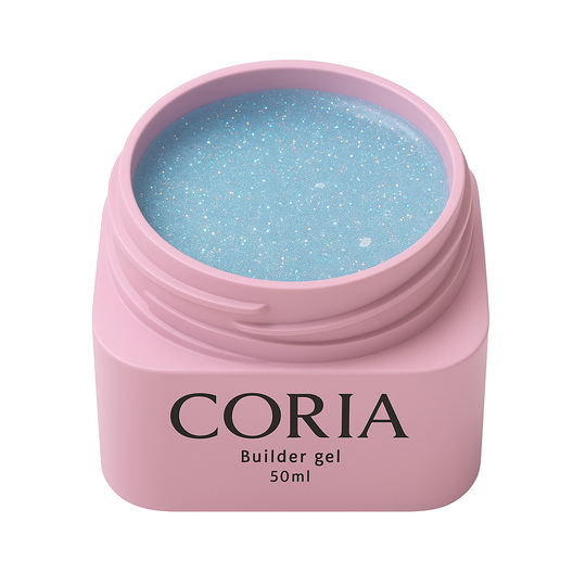 Builder Gel Stellar Shine 048 – borcan Coria roz cu gel bleu