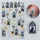 Sticker nail art 6006 Halo – motive de Halloween, cu exemplu pe unghie