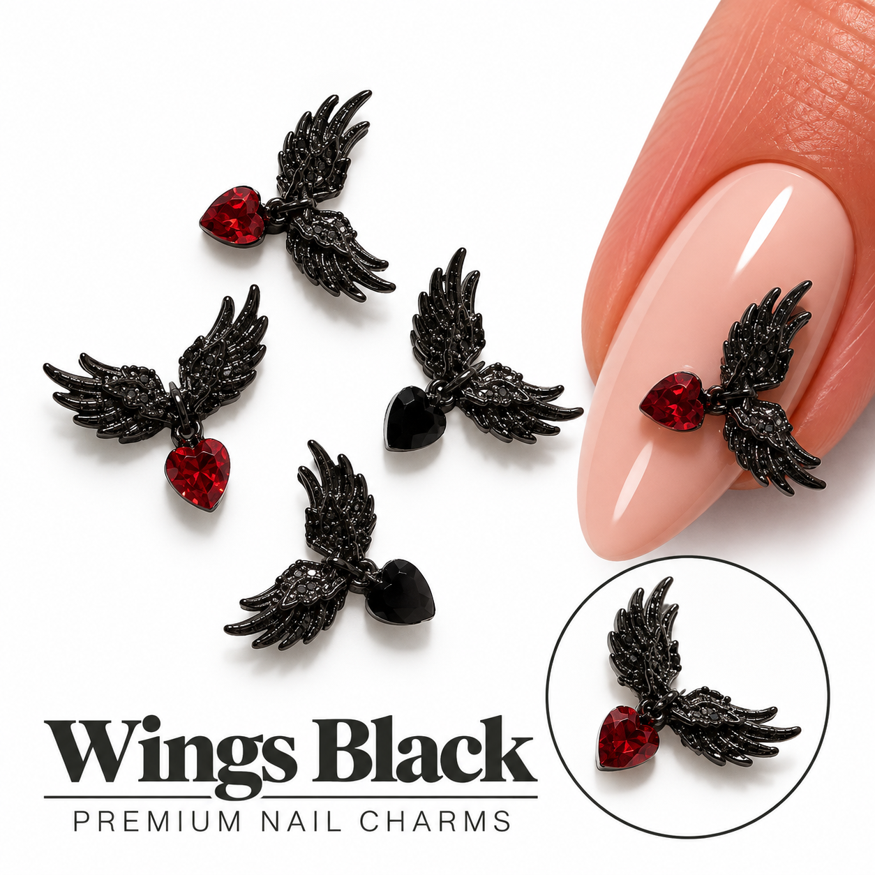 Image of Nail Art Charm Wings Black