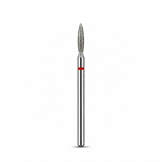Bit freză flacără roșu 2.1×8.0 mm SiLK – bit diamantat argintiu