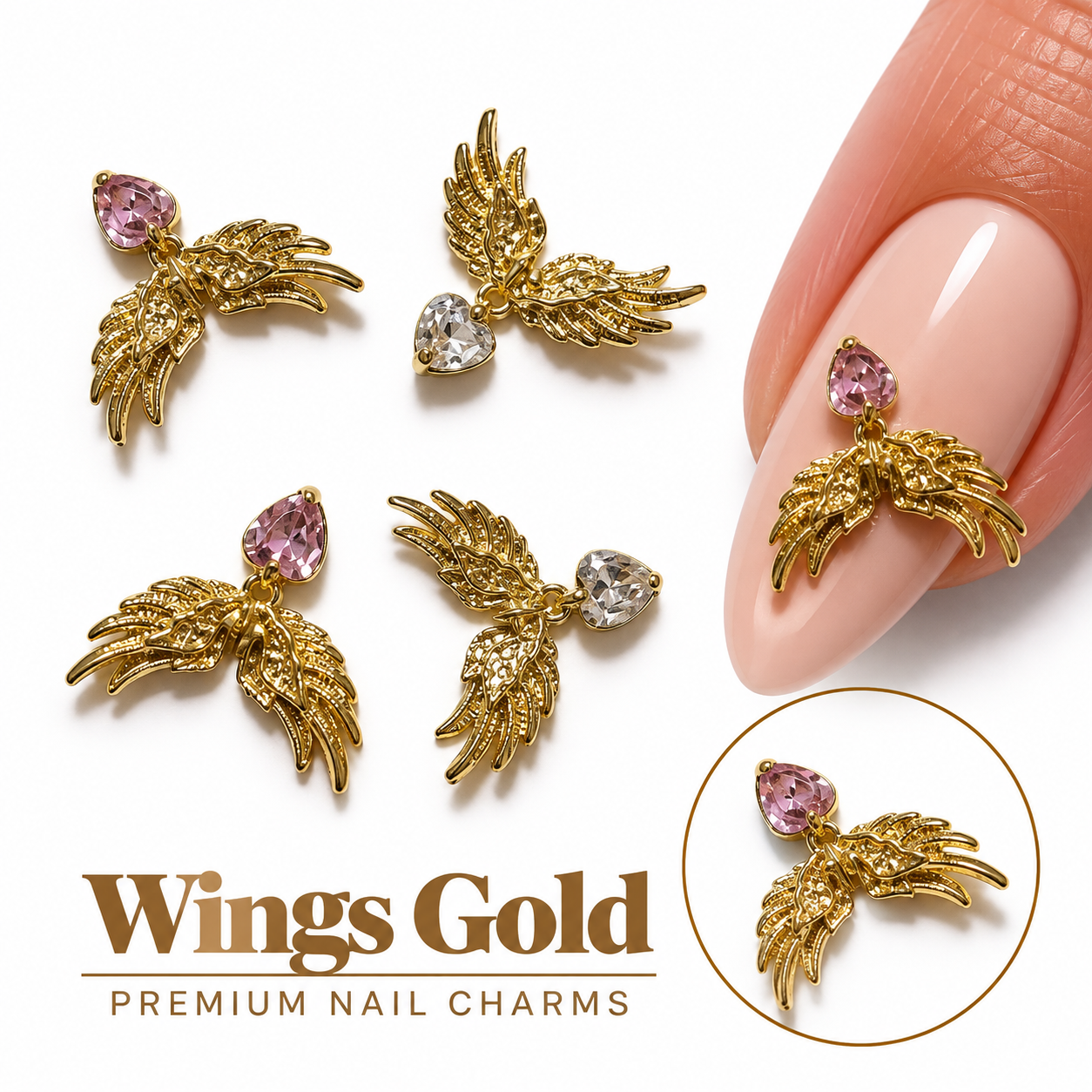 Image of Nail Art Charm Wings Gold