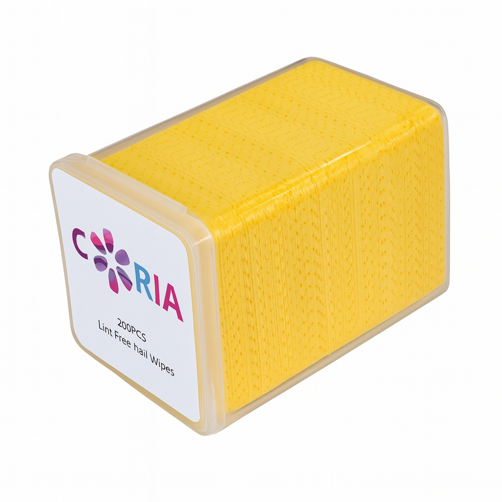 Image of Servetele perforate pentru unghii 200 buc Galben