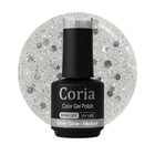 Ojă semipermanentă Coria Silver Glow 120 – transparent cu paiete argintii, flacon 15 ml