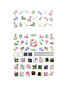 Sticker decor unghii Coria 802 V – flori roz și elemente geometrice