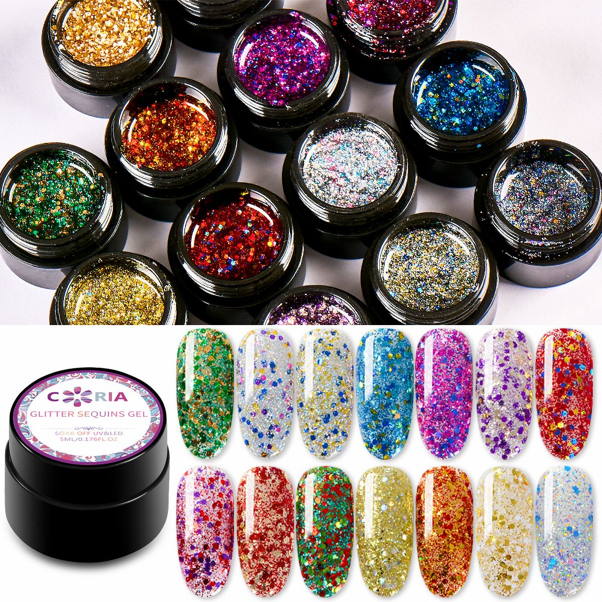Image of Gel Uv/Led Coria Glitter Sequins 5g 08 - Coria