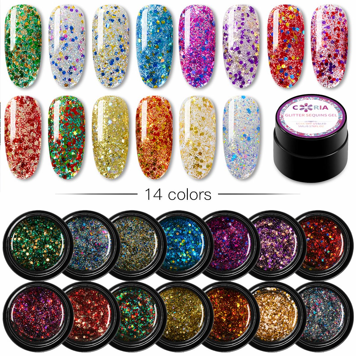 Image of Gel Uv/Led Coria Glitter Sequins 5g 08 - Coria