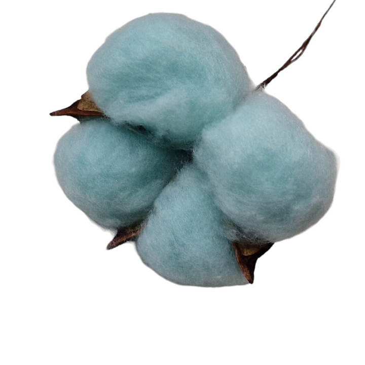 Floare de bumbac artificială BUBUT, turcoaz, pentru decor foto