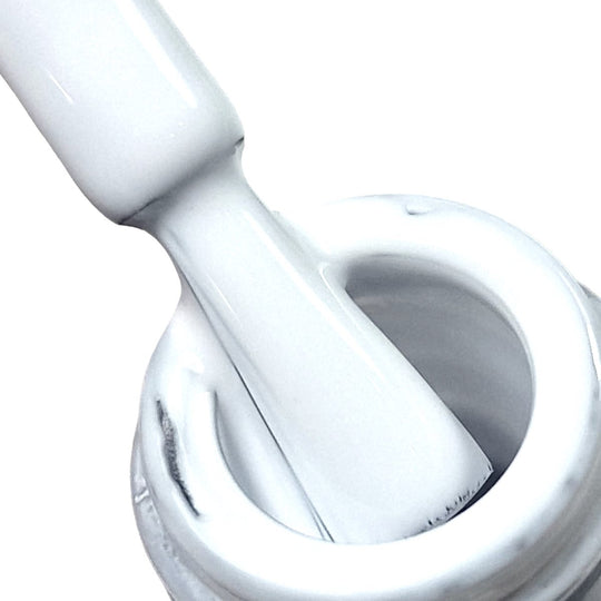 Ojă semipermanentă Carbon White Coria 15 ml – pensulă cu ojă albă opacă