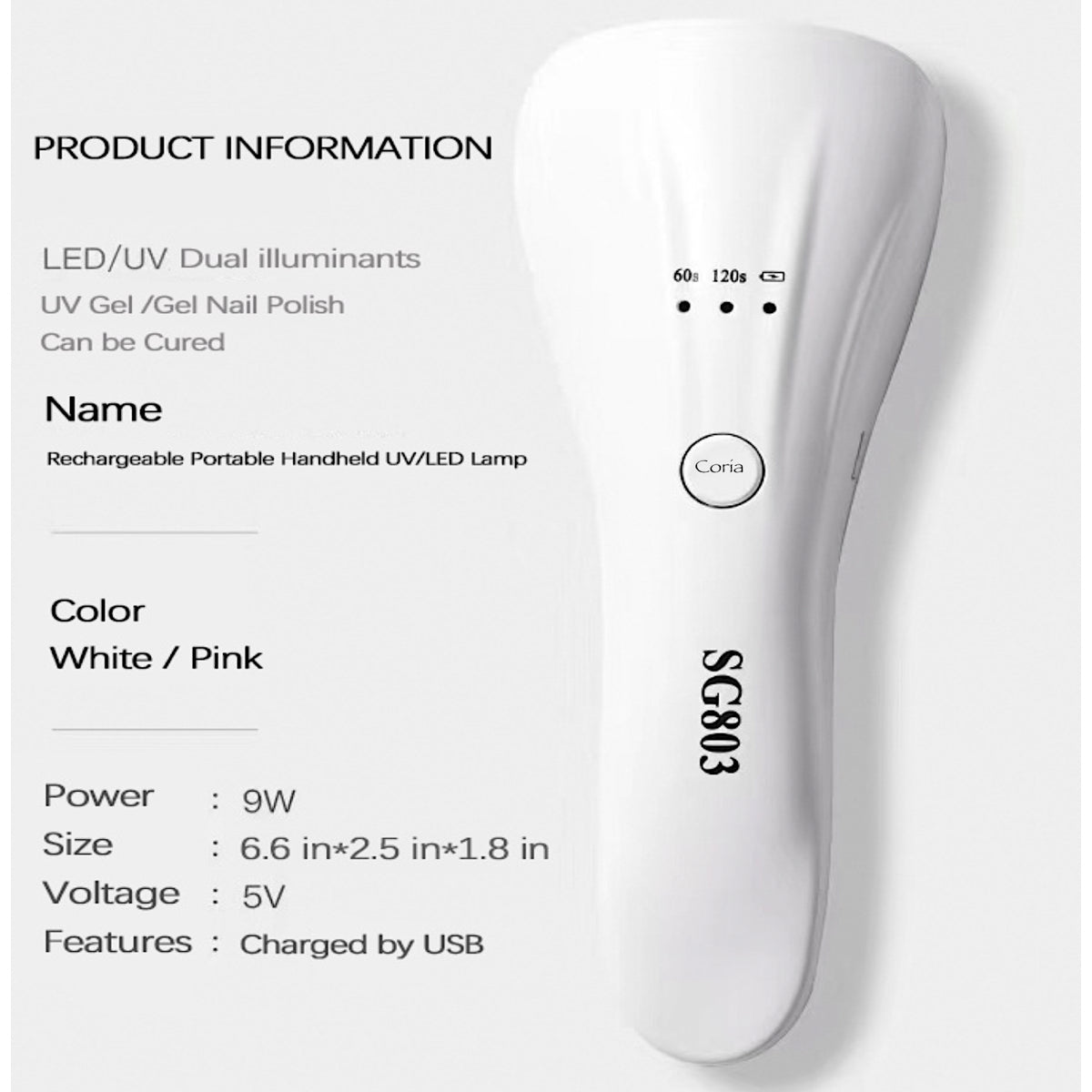 Image of Lampa UV/LED mini Fast Lamp, flexibila , cablu USB, pentru manichiura si pedichiura, culoare White